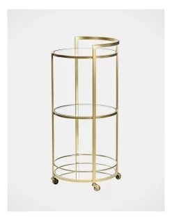 Brand new 🛒 Heritage Gatsby Circle Glass Bar Cart In Gold 🛒