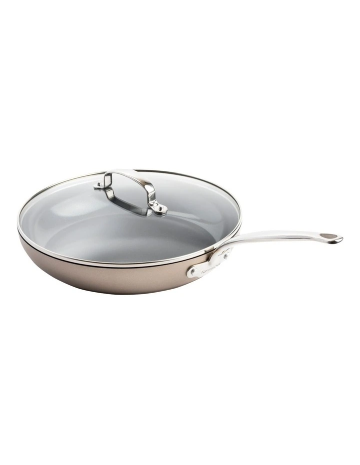Discount 😍 GreenPan Revolution 30cm Frypan With Lid In Champagne ✔️