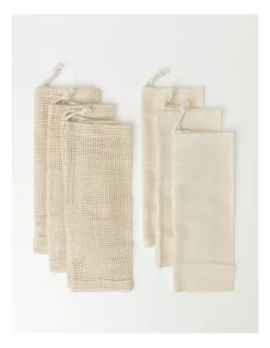 Cheapest π Vue Set Of 6 Large Natural Muslin And Mesh Produce Bags βοΈ