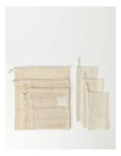Wholesale ❤️ Vue Set Of 6 Assorted Natural Muslin And Mesh Produce Bags ✨