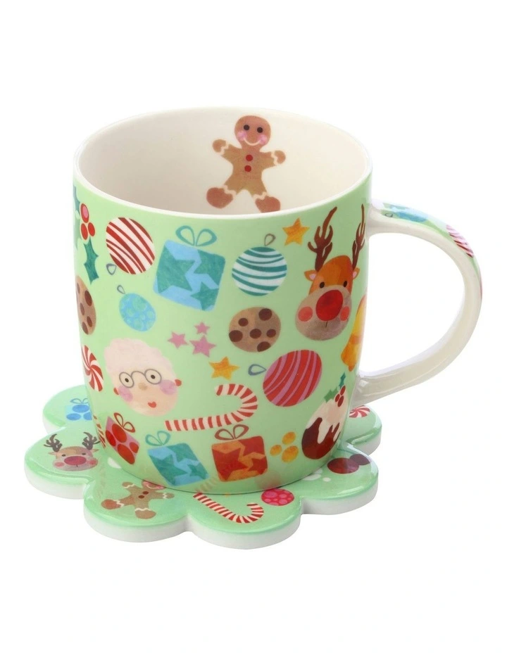 Best Sale π Maxwell & Williams Kasey Rainbow Sparkly Season Mug 350ML & Coaster Set Light Green Gift Boxed π