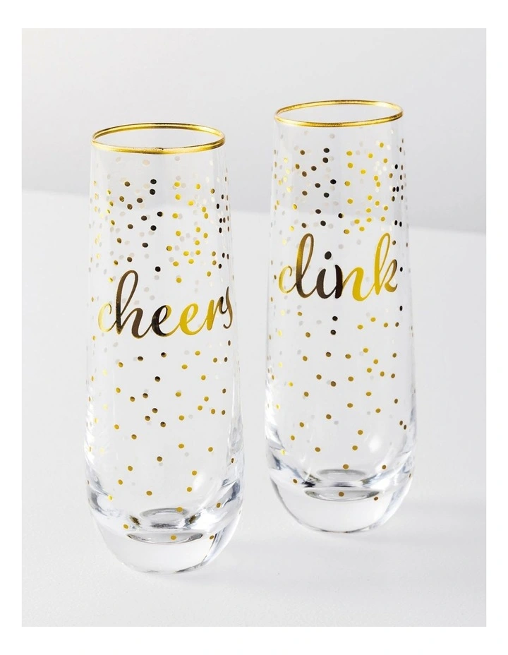 Promo π Maxwell & Williams Celebrations Stemless Flute 300ML Set Of 2 Cheers Clink Gift Boxed π - Image 2
